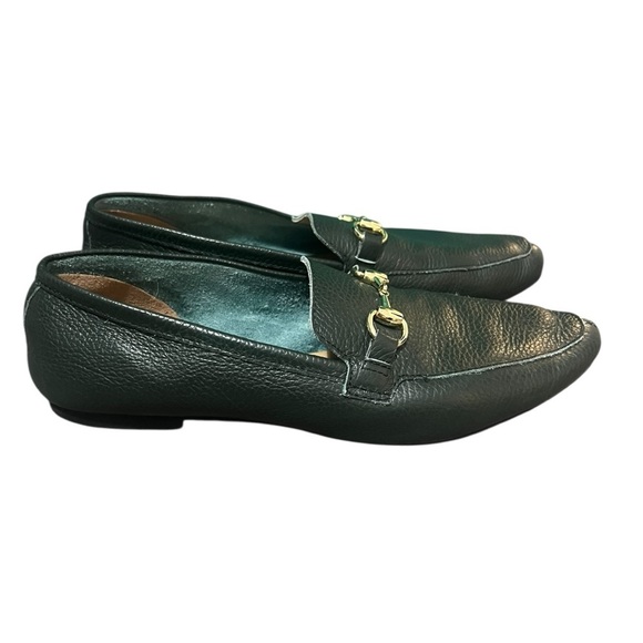 All Black Footwear Horsebit Green Pebbled Leather Loafers Size 39 US 8.5 - Picture 1 of 10